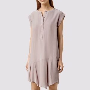 ALL SAINTS SPITALFIELDS "Roka" Rose Pink Silk Blend Asymmetric Dress - US6